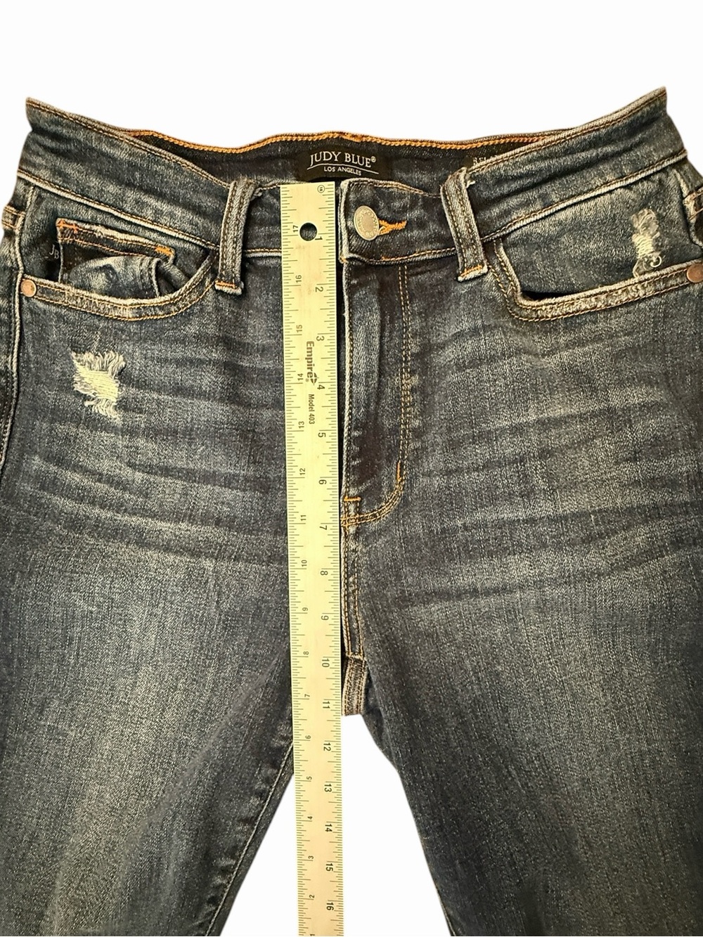 Judy Blue JB82446DK Mid Rise Destroyed Skinny Jeans Raw Hem Distressed Size 7/28 - Picture 13 of 15